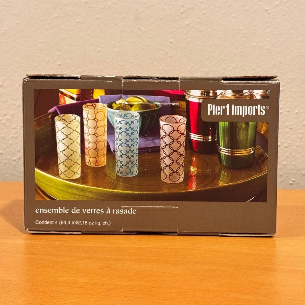Pier 1 Imports Shot Glass Set Unisex OS Multicolor Frosted Geometric Barware